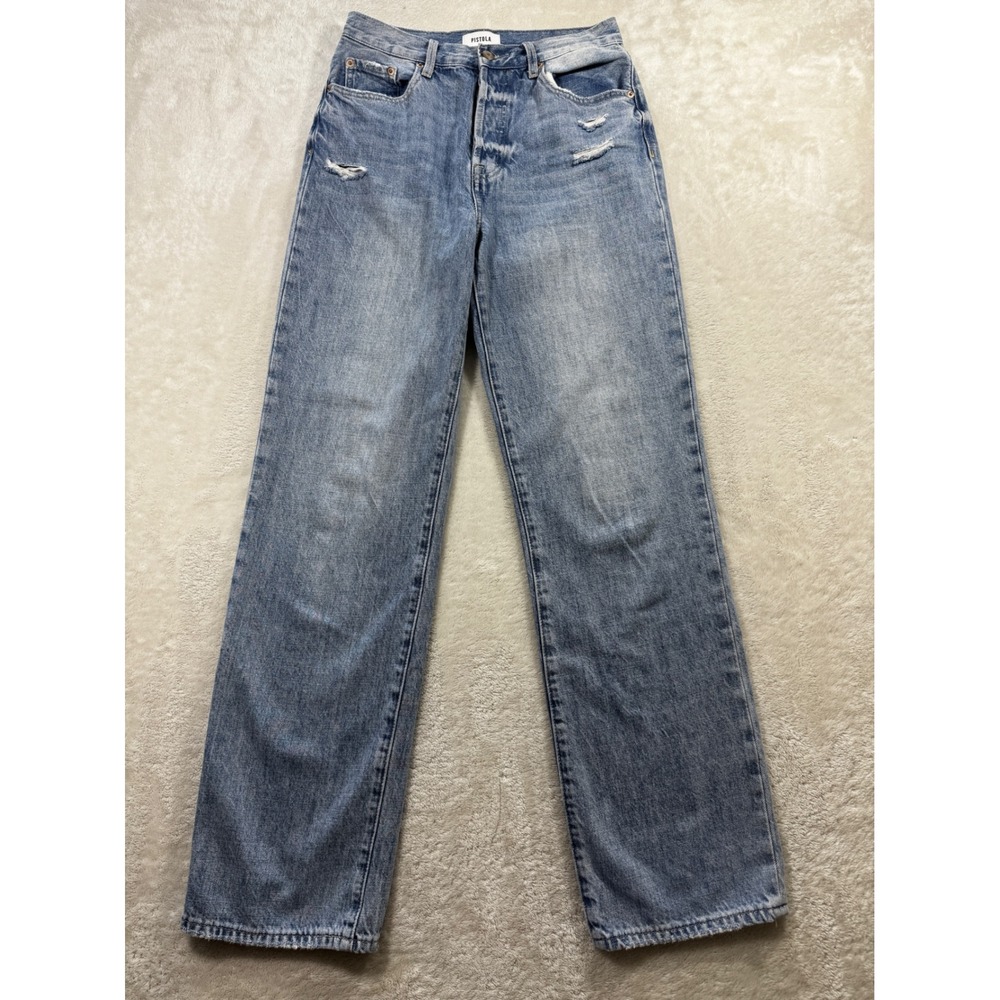 Pistola Womens Cassie Super High Rise Blue Straight Jeans 26 Meas: 27x30.5